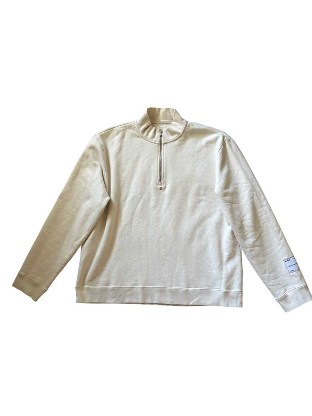 Bandit Running Cotton Heavyweight Classic Quarter Zip Sweatshirt XL Cream